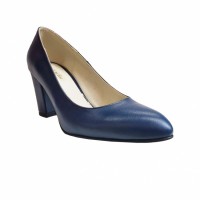 Pantofi eleganti dama, albastri, din piele naturala box, toc 6 cm - NA87A2